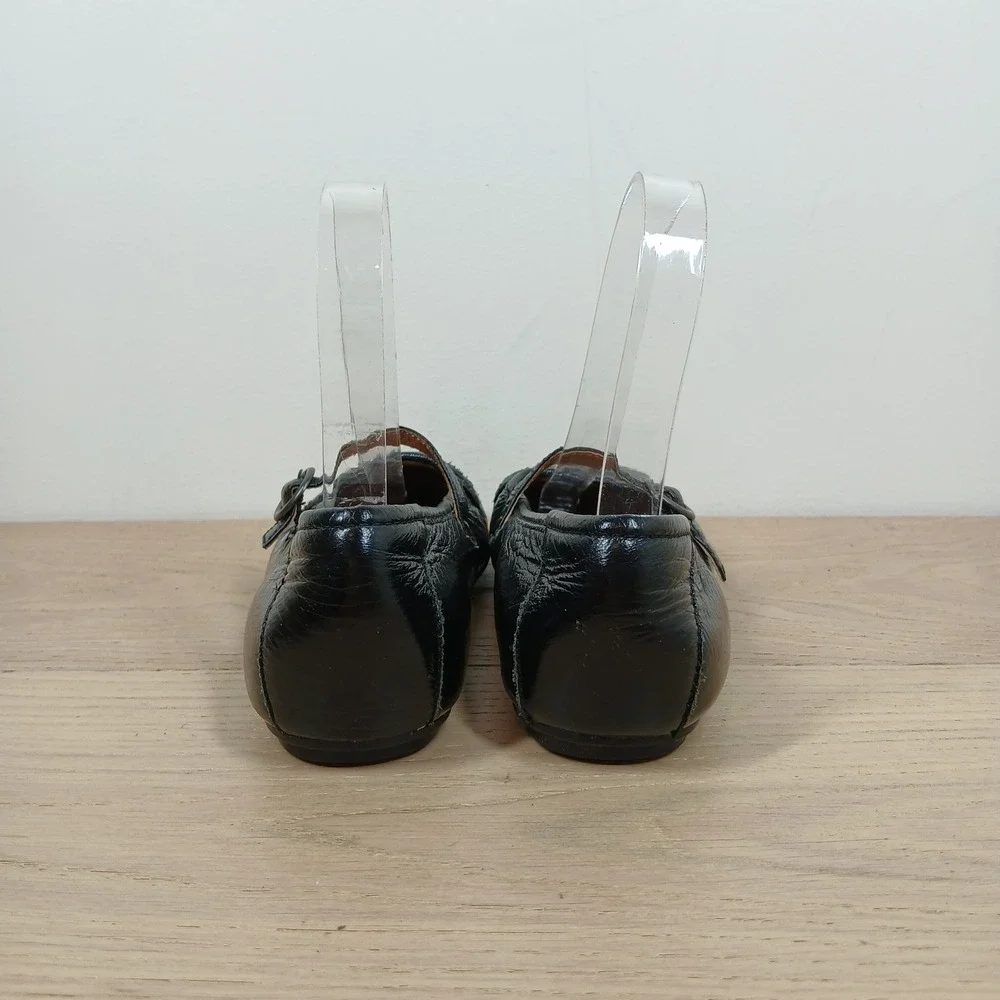 Born Girls 3.5 Black Crinkled Patent Leather Mary Jane Flats School Uniform